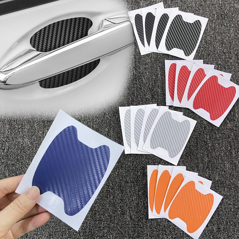 4PCS Car Door Stickers Carbon Fiber Scratches Resisitant Cover